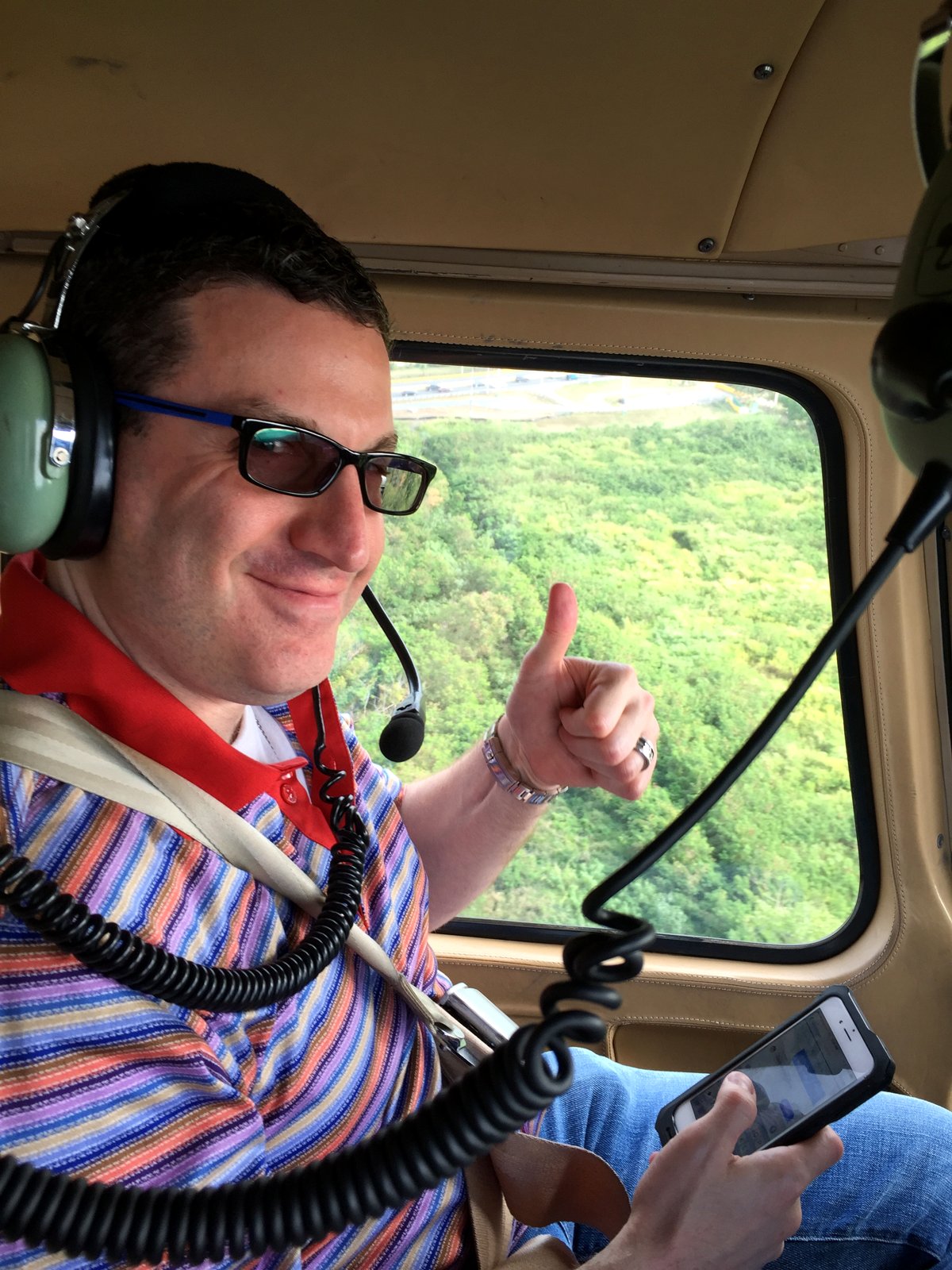 Andrew Hillman in helicopter tour