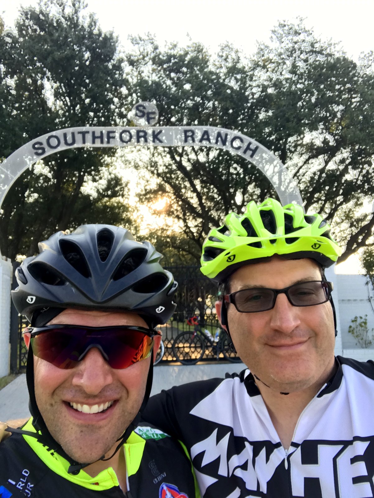 Andrew Hillman cycling at Southfork Ranch