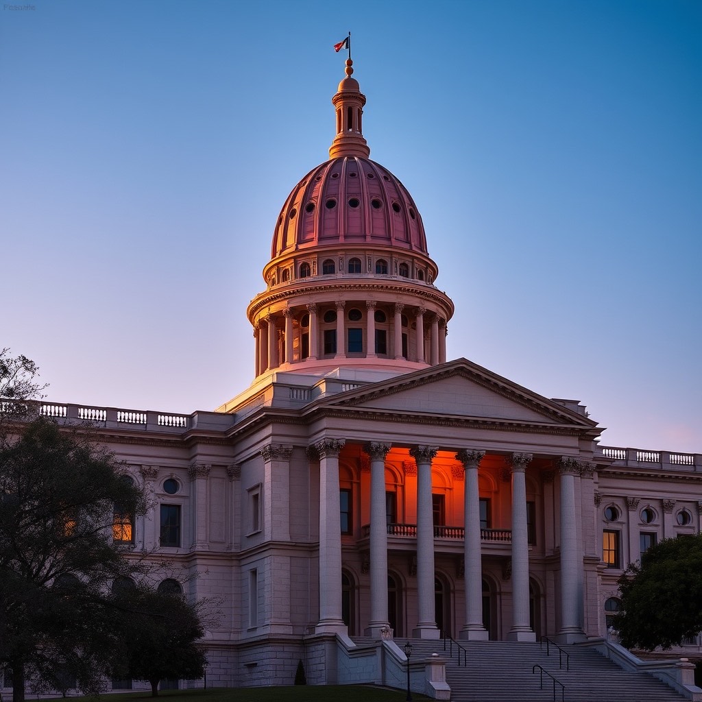 Texas State Capitol building, Austin, at golden hour